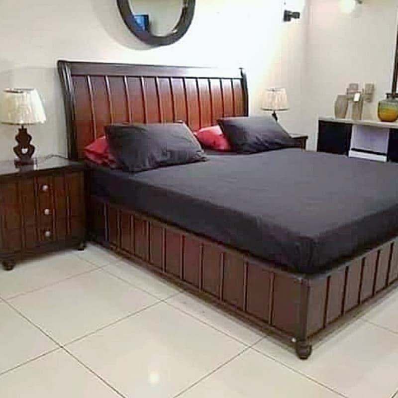 Double bed and side table