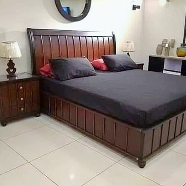 Double bed and side table