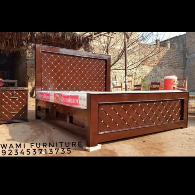Double bed with side table
